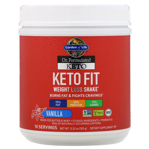 Garden of Life, Dr. Formulated Keto Fit Weight Loss Shake, Vanilla, 12.52 oz (355 g) فوائد