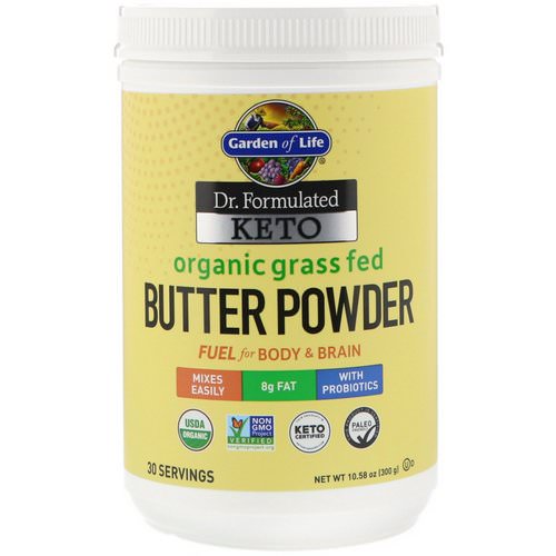 Garden of Life, Dr. Formulated Keto Organic Grass Fed Butter Powder, 10.58 oz (300 g) فوائد
