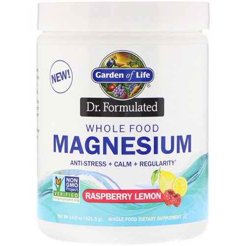 Garden of Life, Dr. Formulated, Whole Food Magnesium Powder, Raspberry Lemon, 14.9 oz (421.5 g) فوائد