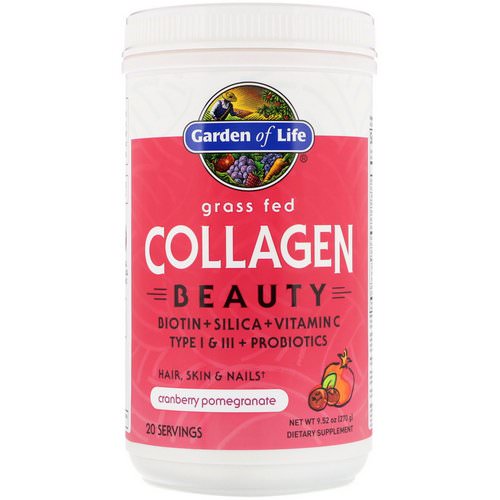 Garden of Life, Grass Fed Collagen Beauty, Cranberry Pomegranate, 9.52 oz (270 g) فوائد