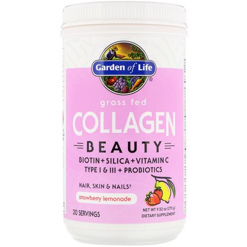 Garden of Life, Grass Fed Collagen Beauty, Strawberry Lemonade, 9.52 oz (270 g) فوائد
