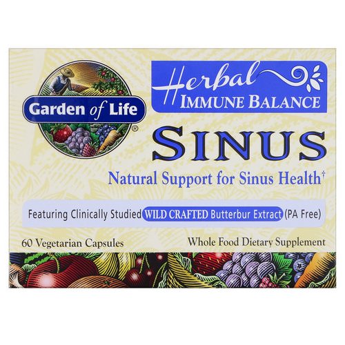 Garden of Life, Herbal Immune Balance, Sinus, 60 Vegetarian Capsules فوائد