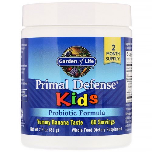 Garden of Life, Kids, Primal Defense, Probiotic Formula, Natural Banana Flavor, 2.9 oz (81 g) فوائد