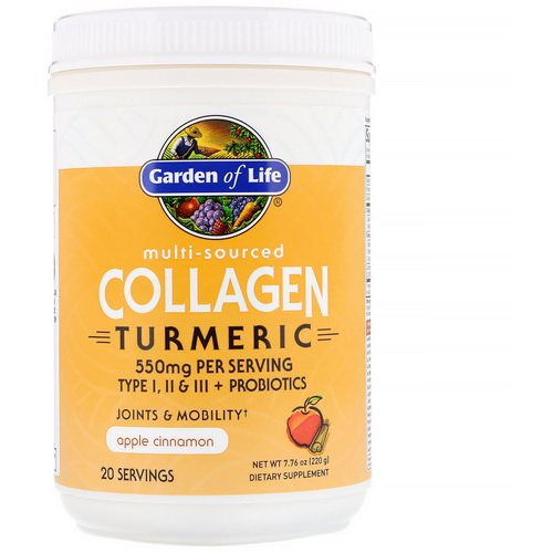 Garden of Life, Multi-Sourced Collagen Turmeric, Apple Cinnamon, 7.76 oz (220 g) فوائد