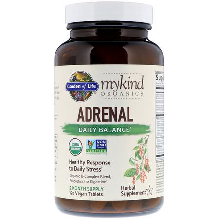 Garden of Life Adrenal Vitamin B Formulas - فيتامين ب, الفيتامينات, الكظرية, المكملات الغذائية