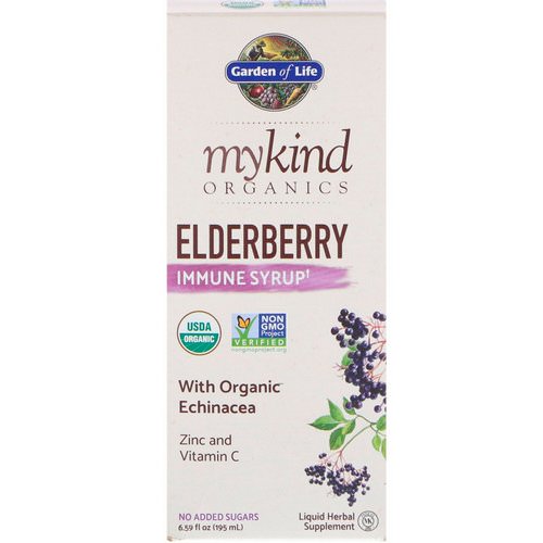 Garden of Life, MyKind Organics, Elderberry Immune Syrup, 6.59 fl oz (195 ml) فوائد