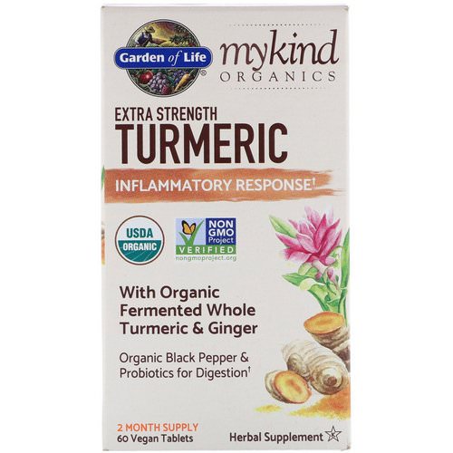 Garden of Life, MyKind Organics, Extra Strength Turmeric, Inflammatory Response, 60 Vegan Tablets فوائد