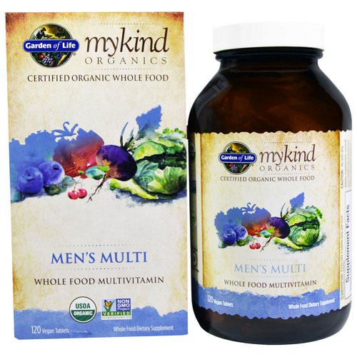 Garden of Life, MyKind Organics, Men's Multi, Whole Food Multivitamin, 120 Vegan Tablets فوائد