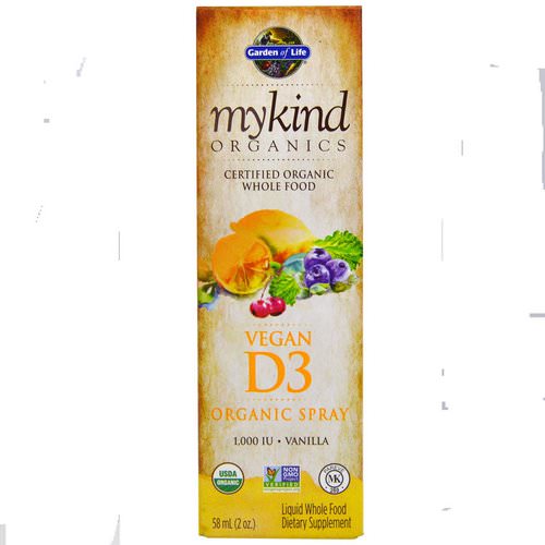 Garden of Life, MyKind Organics, Vegan D3, Vanilla Spray, 1,000 IU, 2 oz (58 ml) فوائد