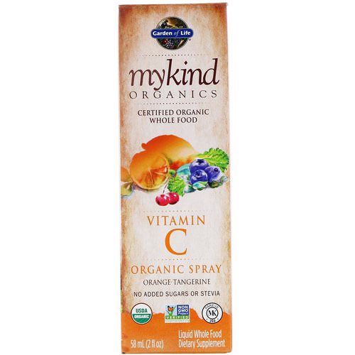 Garden of Life, MyKind Organics, Vitamin C Organic Spray, Orange-Tangerine, 2 fl oz (58 ml) فوائد