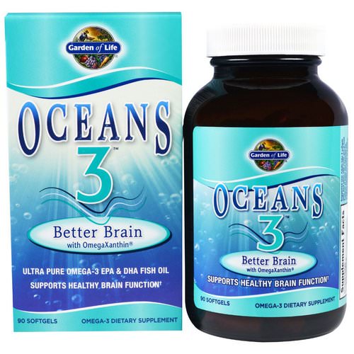 Garden of Life, Oceans 3, Better Brain with OmegaXanthin, 90 Softgels فوائد