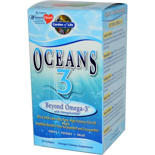 Garden of Life, Oceans 3, Beyond Omega-3 with OmegaXanthin, 60 Softgels فوائد