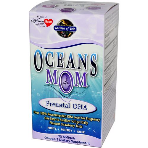 Garden of Life, Oceans Mom, Prenatal DHA, Strawberry Flavor, 30 Softgels فوائد