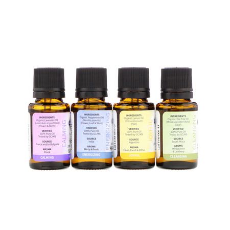 Garden of Life, Organic Essential Oil Starter Pack, Lavender, Peppermint, Lemon, Tea Tree, 4 Bottles, 0.5 fl oz (15 ml) Each:مجم,عات الهدايا, الخلطات