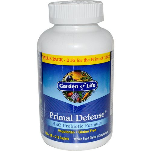 Garden of Life, Primal Defense, HSO Probiotic Formula, 216 Vegetarian Caplets فوائد