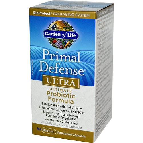 Garden of Life, Primal Defense, Ultra, Ultimate Probiotic Formula, 90 UltraZorbe Vegetarian Capsules فوائد