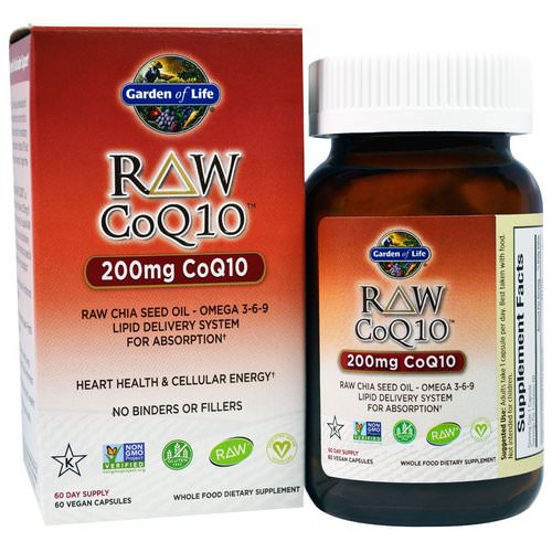Garden of Life, Raw CoQ10, 200 mg, 60 Veggie Caps فوائد