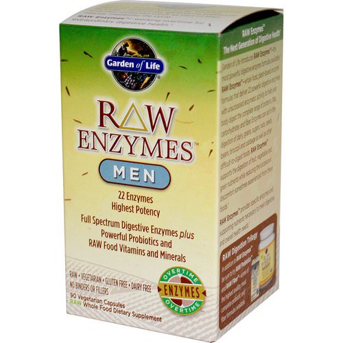 Garden of Life, RAW Enzymes, Men, 90 Veggie Caps فوائد