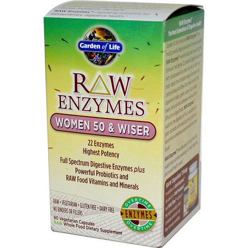 Garden of Life, RAW Enzymes, Women 50 & Wiser, 90 Veggie Caps فوائد
