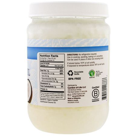 Garden of Life, Raw Extra Virgin Coconut Oil, 29 fl oz (858 ml):زيت ج,ز الهند, مكملات ج,ز الهند