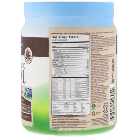 Garden of Life, RAW Organic Meal, Organic Shake & Meal Replacement, Chocolate Cacao, 1.1 lbs (509 g):البر,تين النباتي, المصنع