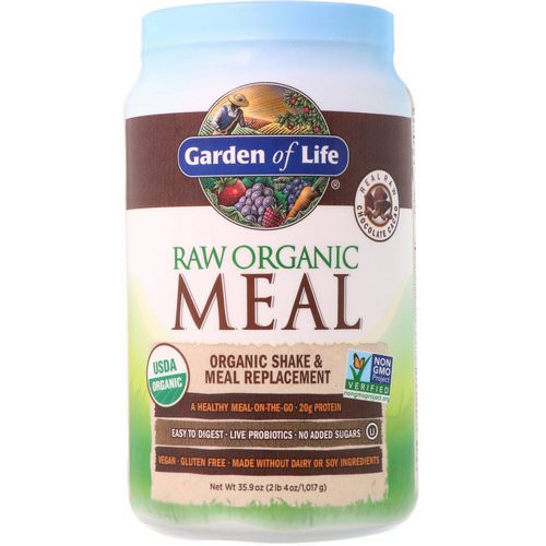 Garden of Life, RAW Organic Meal, Shake & Meal Replacement, Chocolate Cacao, 2.24 lbs (1,017g) فوائد