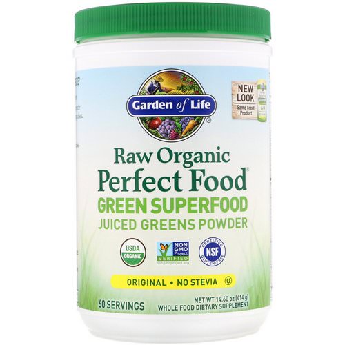 Garden of Life, Raw Organic Perfect Food, Green Superfood, Original, 14.8 oz (419 g) فوائد