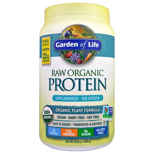 Garden of Life, RAW Organic Protein, Organic Plant Formula, Unflavored, 1.25 lbs (568 g) فوائد