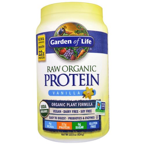 Garden of Life, RAW Organic Protein, Organic Plant Formula, Vanilla, 1.37 lbs (624 g) فوائد