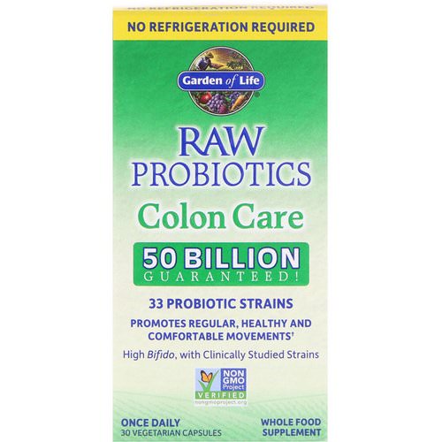 Garden of Life, Raw Probiotics, Colon Care, 30 Vegetarian Capsules فوائد