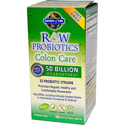 Garden of Life, RAW Probiotics, Colon Care, 30 Veggie Caps فوائد