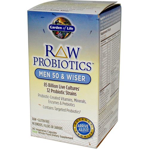 Garden of Life, RAW Probiotics, Men 50 & Wiser, 90 Veggie Caps فوائد