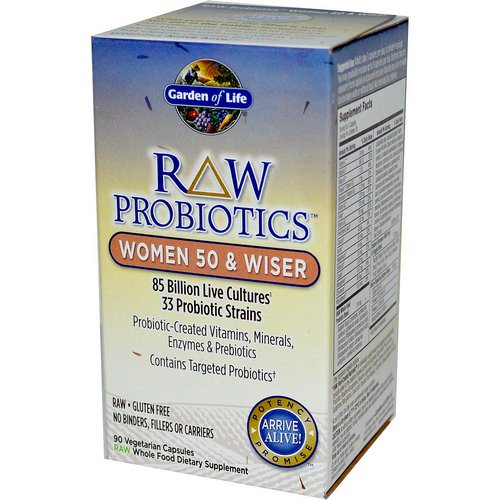 Garden of Life, RAW Probiotics, Women 50 & Wiser, 90 Veggie Caps فوائد