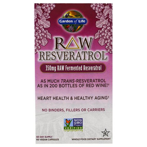 Garden of Life, RAW Resveratrol, 350 mg, 60 Veggie Caps فوائد