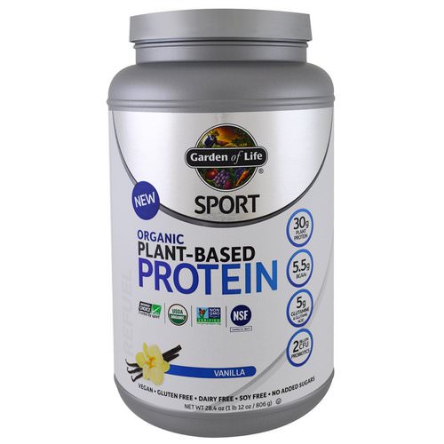 Garden of Life, Sport, Organic Plant-Based Protein, Refuel, Vanilla, 1.7 lbs (806 g) فوائد