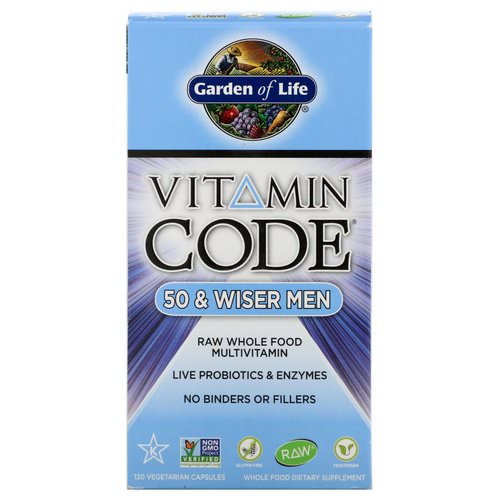 Garden of Life, Vitamin Code, 50 & Wiser Men, 120 Vegetarian Capsules فوائد