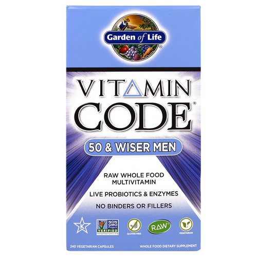 Garden of Life, Vitamin Code, 50 & Wiser Men, 240 Vegetarian Capsules فوائد