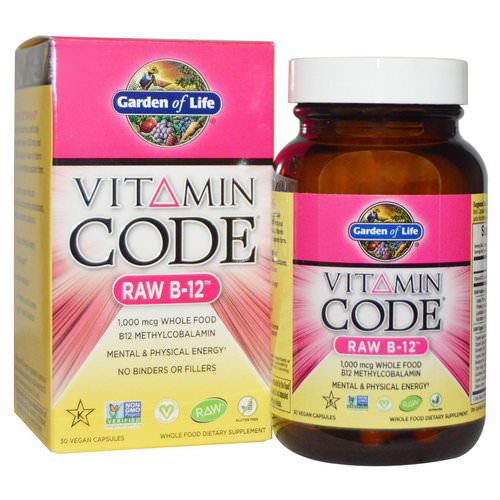 Garden of Life, Vitamin Code, Raw B-12, 30 Vegan Caps فوائد