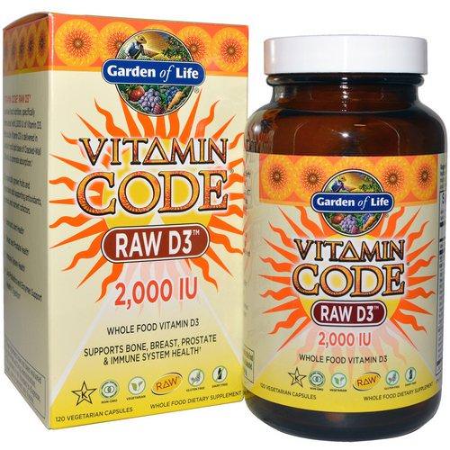 Garden of Life, Vitamin Code, Raw D3, 2,000 IU, 120 Vegetarian Capsules فوائد