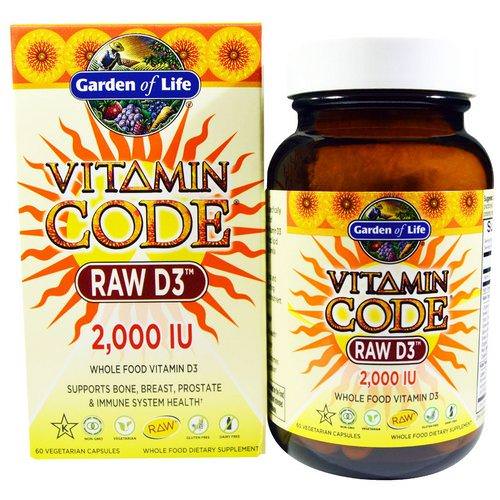 Garden of Life, Vitamin Code, Raw D3, 2,000 IU, 60 Vegetarian Capsules فوائد