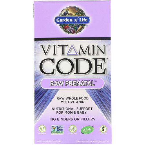 Garden of Life, Vitamin Code, Raw Prenatal, 180 Vegetarian Capsules فوائد