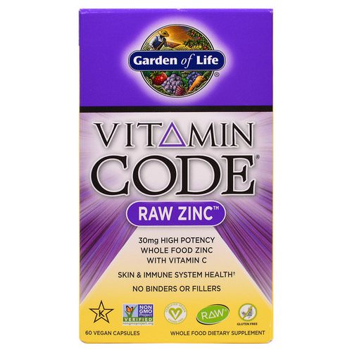 Garden of Life, Vitamin Code, Raw Zinc, 60 Veggie Caps فوائد
