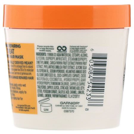 Garnier, Fructis, Damage Repairing Treat, 1 Minute Hair Mask, + Papaya Extract, 3.4 fl oz (100 ml):أقنعة الشعر,العلاجات