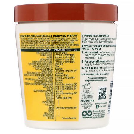 Garnier, Fructis, Nourishing Treat, 1 Minute Hair Mask, + Coconut Extract, 13.5 fl oz (400 ml):أقنعة الشعر,العلاجات