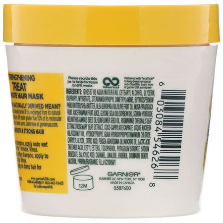 Garnier, Fructis, Strengthening Treat, 1 Minute Hair Mask, + Banana Extract, 3.4 fl oz (100 ml):أقنعة الشعر,العلاجات