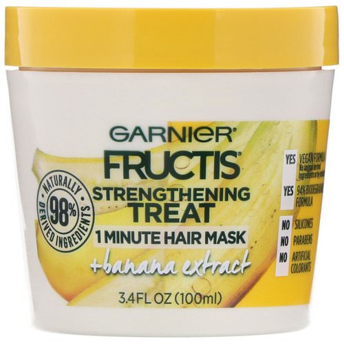 Garnier, Fructis, Strengthening Treat, 1 Minute Hair Mask, + Banana Extract, 3.4 fl oz (100 ml) فوائد