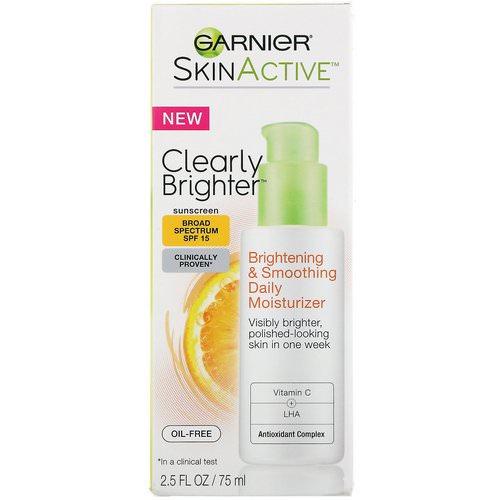 Garnier, Skinactive, Clearly Brighter, Brightening & Smoothing Daily Moisturizer, SPF 15, 2.5 fl oz (75 ml) فوائد