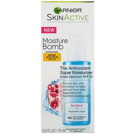 Garnier, SkinActive, Moisture Bomb, The Antioxidant Super Moisturizer, SPF 30, 2.5 fl oz (75 ml):مرطب لل,جه, العناية بالبشرة