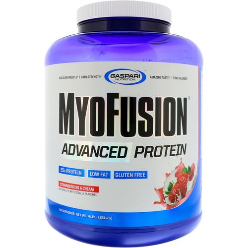 Gaspari Nutrition, MyoFusion, Advanced Protein, Strawberries & Cream, 4 lbs (1814 g) فوائد