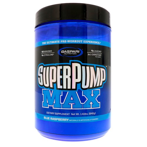 Gaspari Nutrition, SuperPump Max, Blue Raspberry Ice, 1.41 lbs (640 g) فوائد